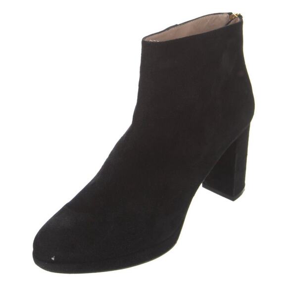 STUART WEITZMAN Martine Shoe Ankle Bootie Black Suede Back Zip Tassel Size 10.5 - Picture 1 of 5